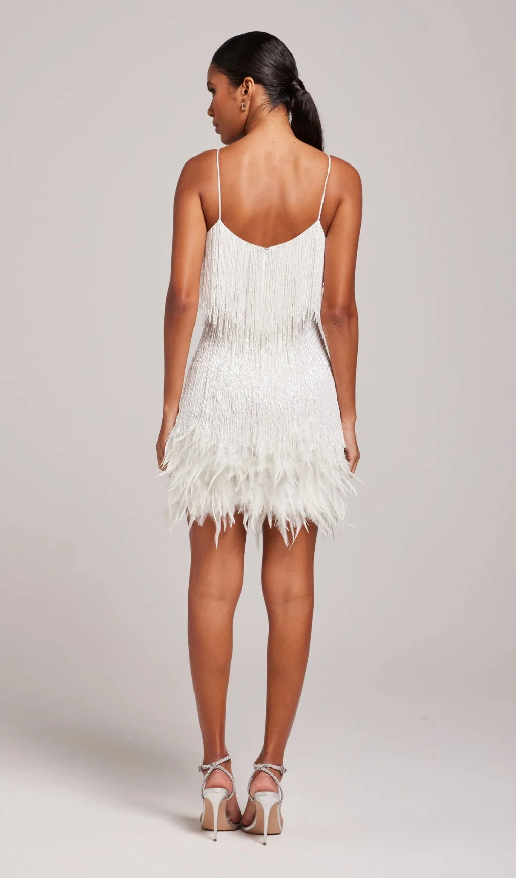 CHAMPAGNE TASSEL FEATHER MINI DRESS Gloria Lanvin