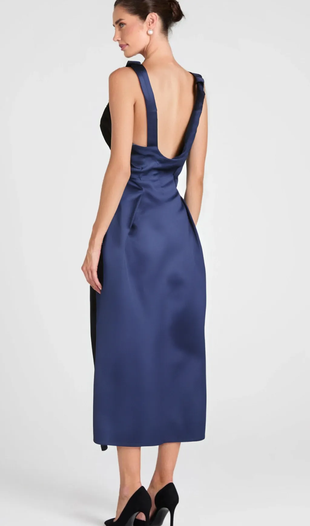 Chantale blue twist-detail satin midi dress Gloria Lanvin