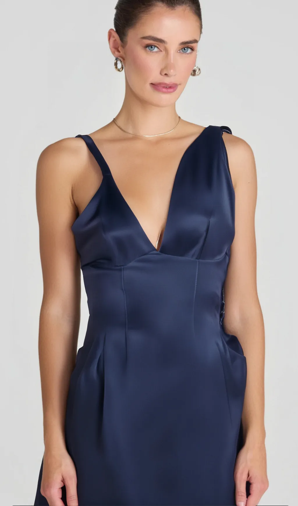 Chantale blue twist-detail satin midi dress Gloria Lanvin