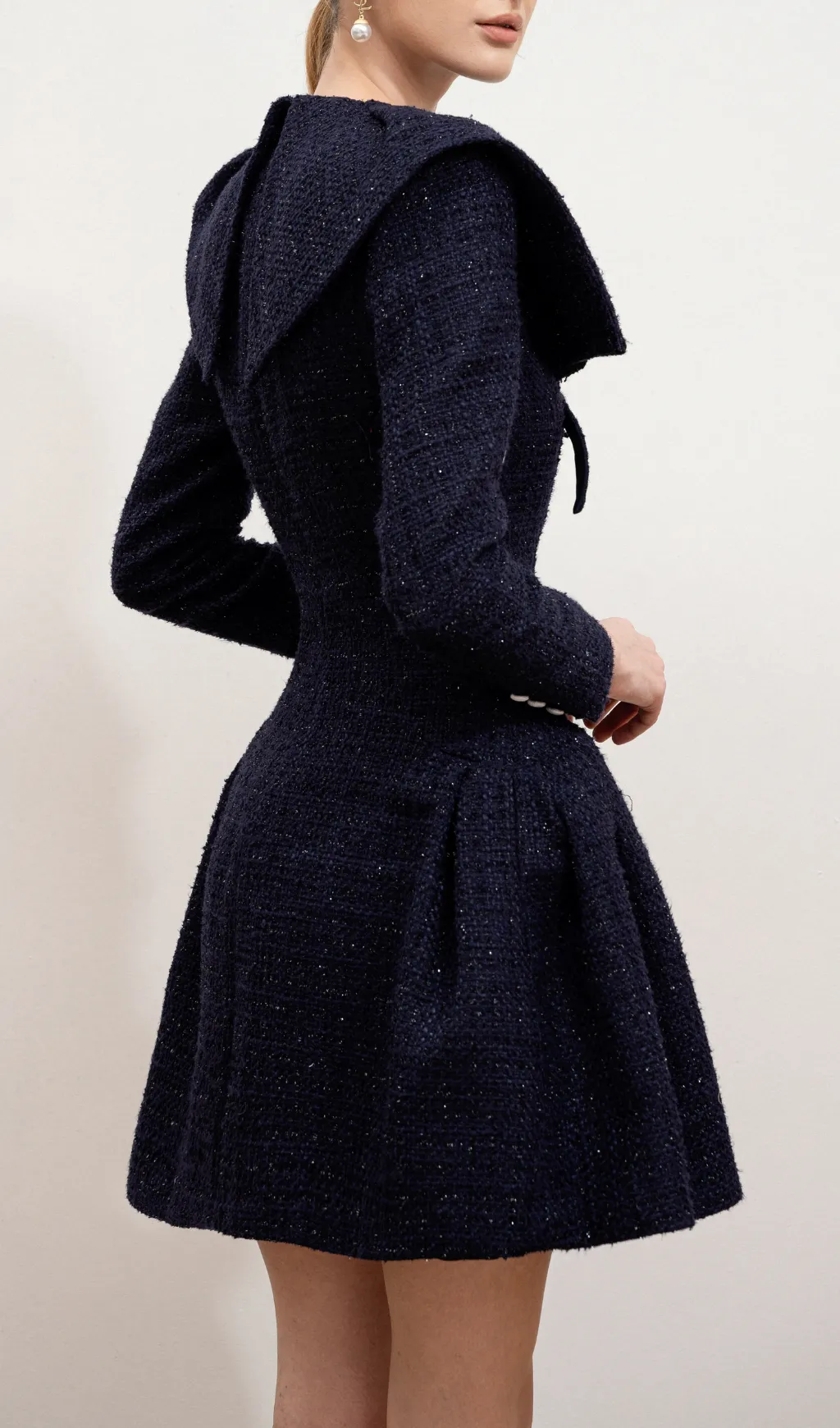 CHARCOAL BLUE FLARED MINI DRESS Gloria Lanvin