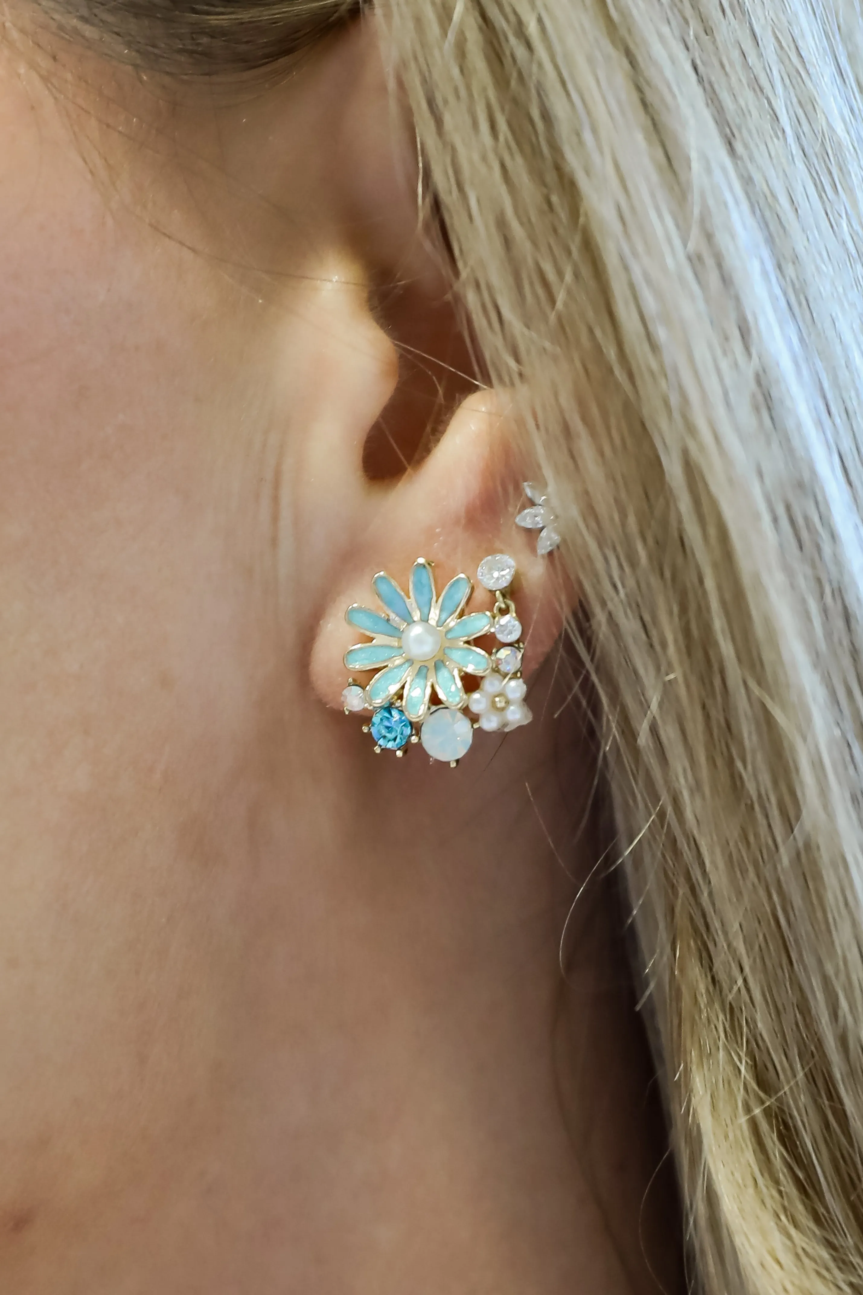 Charlie Gold Flower Stud Earrings