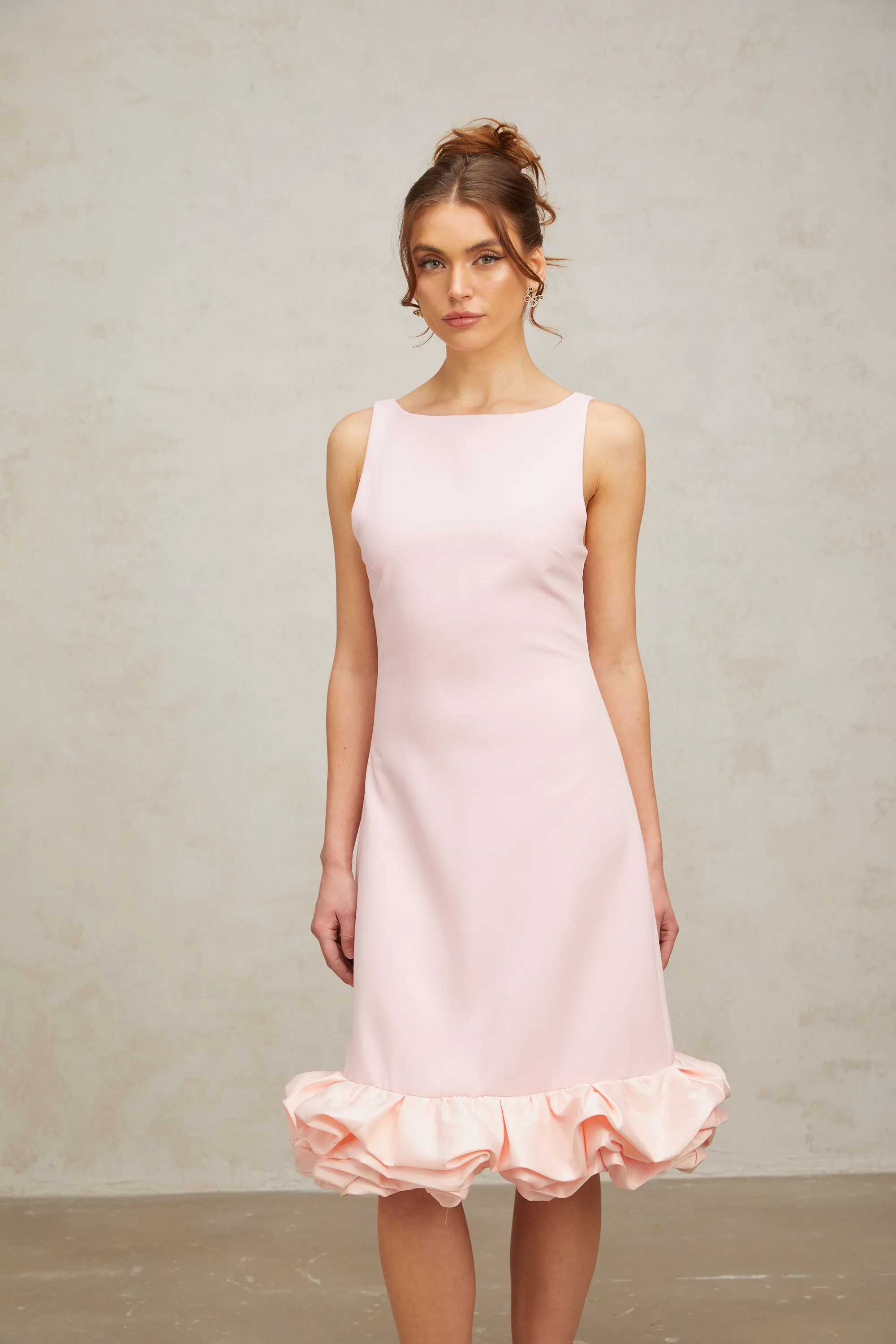 Charlne pink ruffled sleeveless midi dress Gloria Lanvin