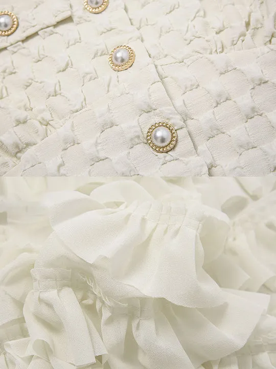 CHARLOTTE APRICOT PUFF SLEEVE RUFFLES CHIFFON MIDI DRESS Gloria Lanvin