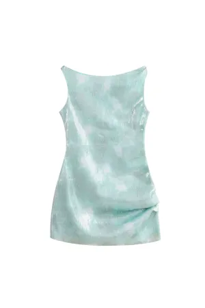 charlotte Asymmetrical Sequin Mini Dress in green Gloria Lanvin
