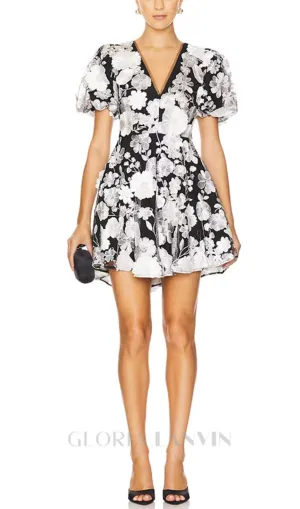 CHAYAN FLOWER EMBROIDERY MINI DRESS Gloria Lanvin