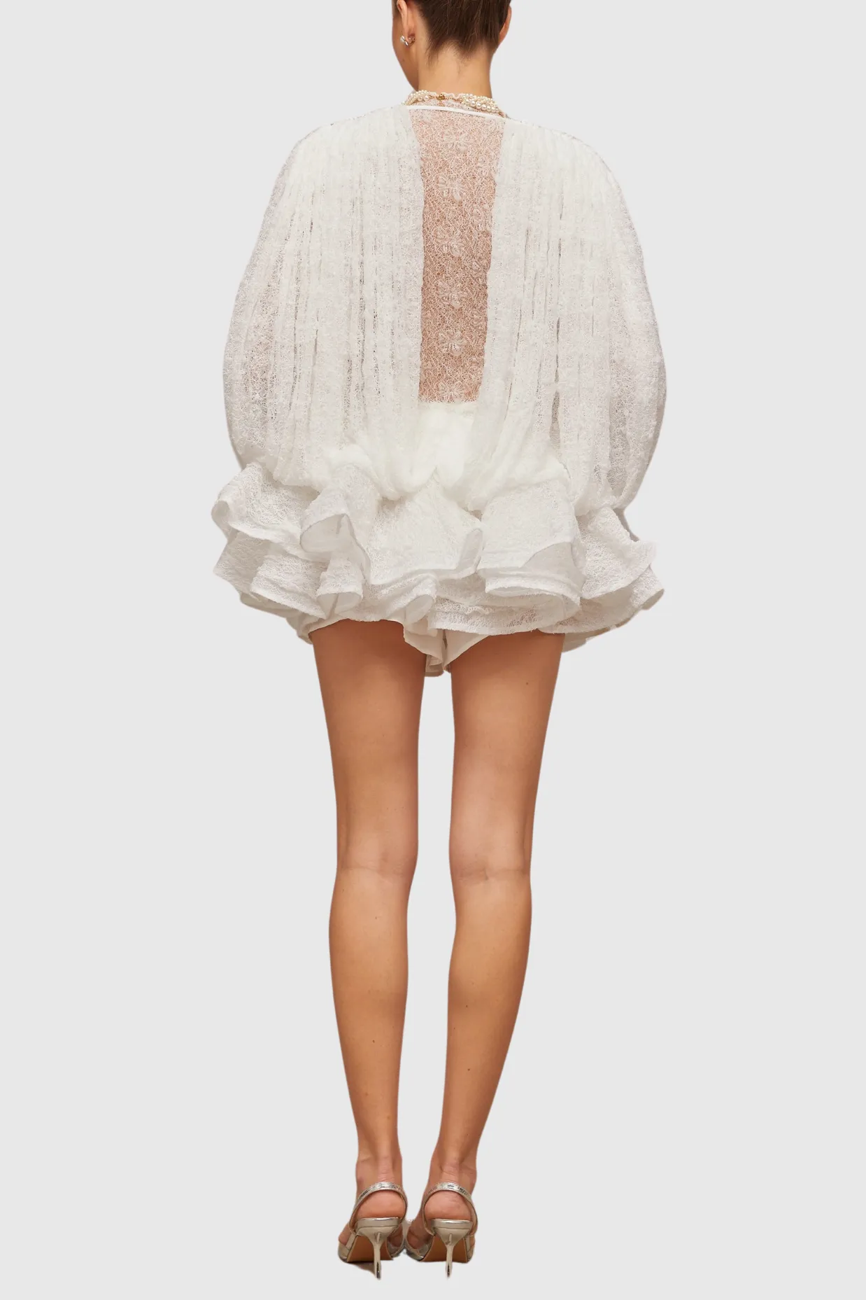 Chaylee Semi-sheer Lace Ruffle Mini Dress Gloria Lanvin
