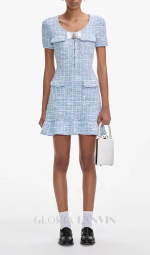 check knit mini dress in blue Gloria Lanvin
