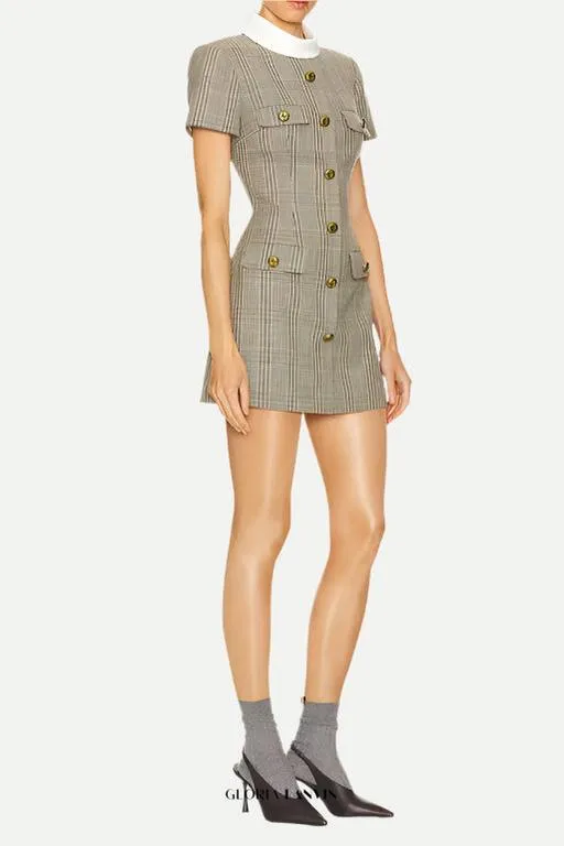 Check Wool Mini Dress Gloria Lanvin