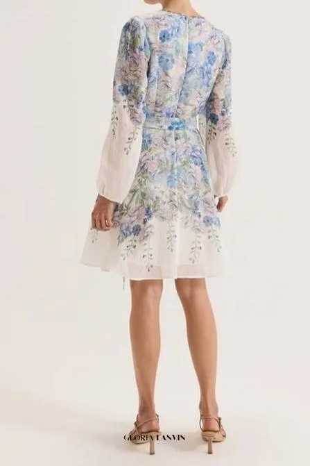 Chelsea Floral print Mini Dress in Ivory Gloria Lanvin
