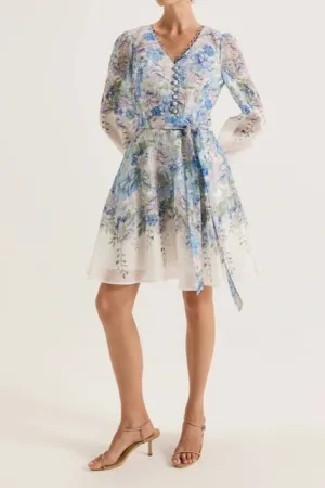 Chelsea Floral print Mini Dress in Ivory Gloria Lanvin