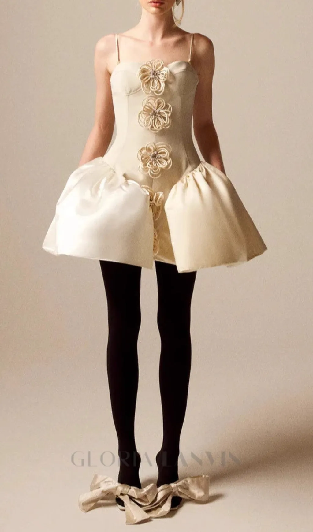 CHERYL FLOWER EMBELLISHED MINI DRESS Gloria Lanvin