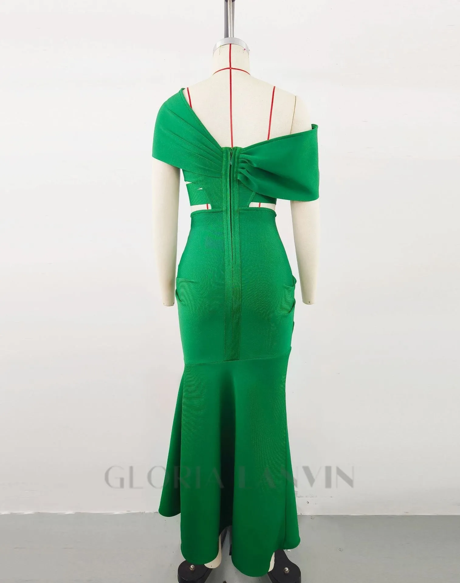 CHESNA GREEN HEART BANDAGE MAXI DRESS Gloria Lanvin