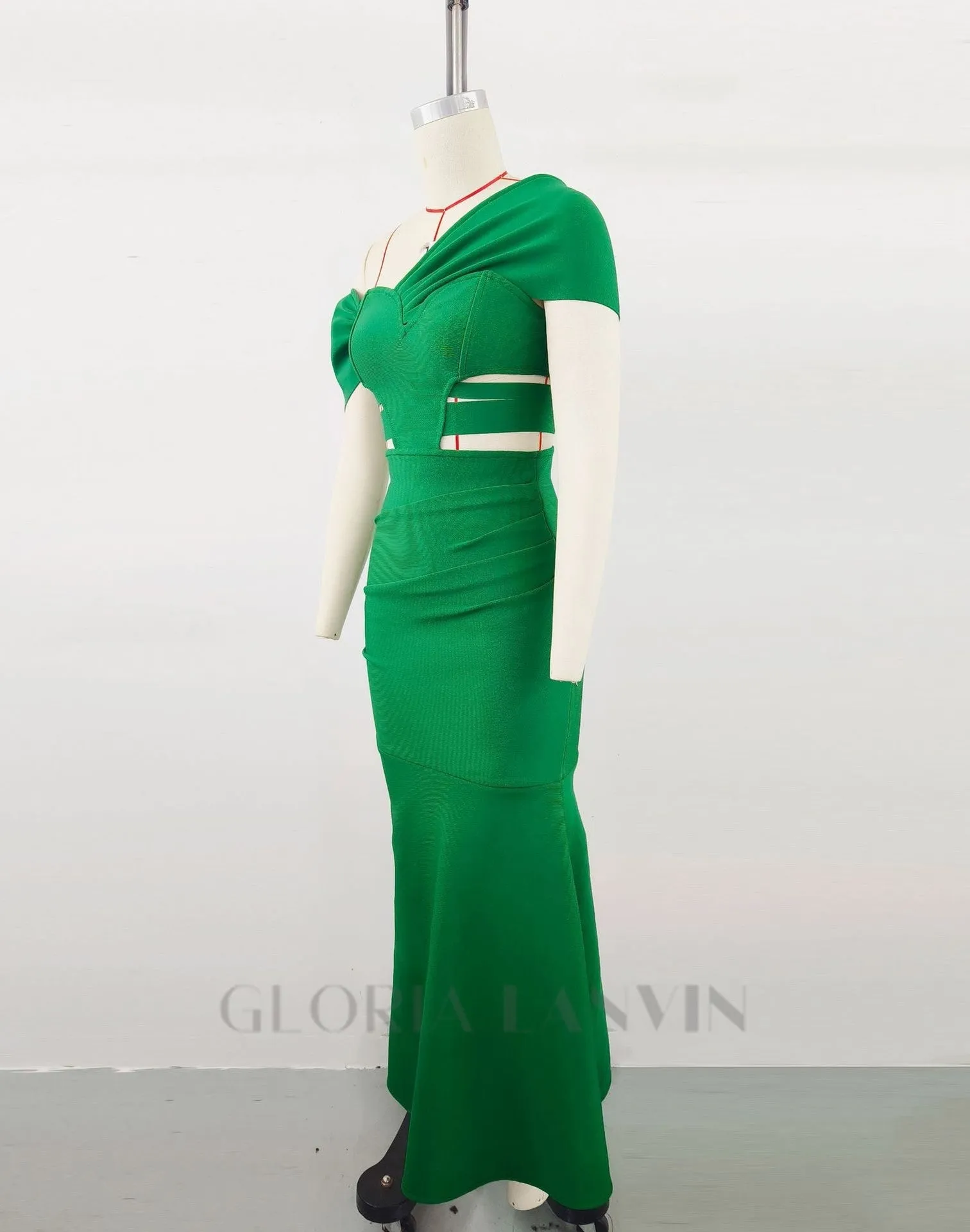 CHESNA GREEN HEART BANDAGE MAXI DRESS Gloria Lanvin