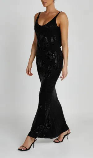 CHESSIE BLACK SEQUIN MAXI DRESS Gloria Lanvin