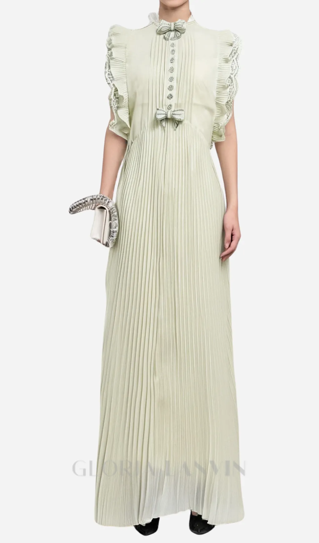 Chiffon Ruffled Maxi Dress in apricot Gloria Lanvin