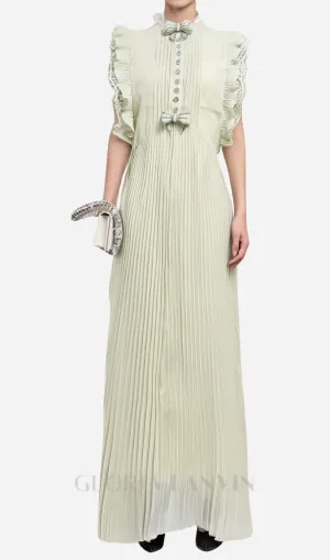 Chiffon Ruffled Maxi Dress in apricot Gloria Lanvin