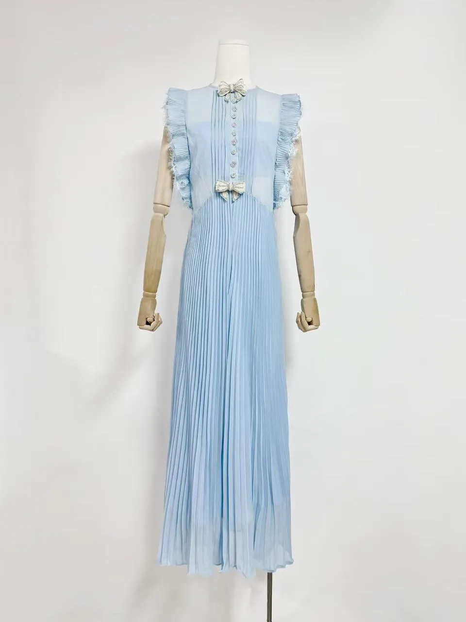 Chiffon Ruffled Maxi Dress in blue Gloria Lanvin