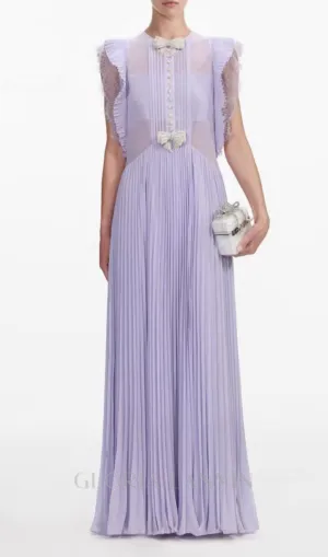 Chiffon Ruffled Maxi Dress in Lilac Gloria Lanvin