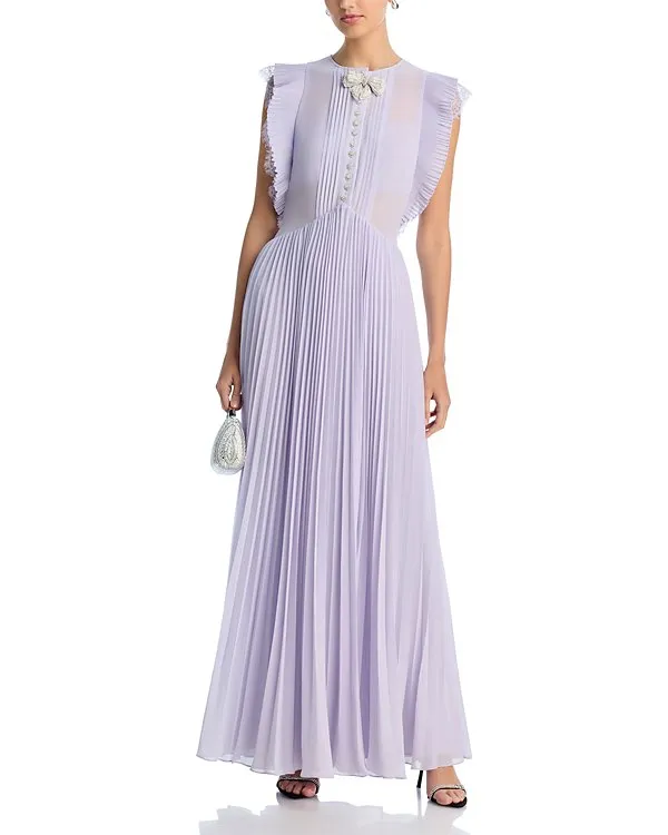 Chiffon Ruffled Maxi Dress in Lilac Gloria Lanvin
