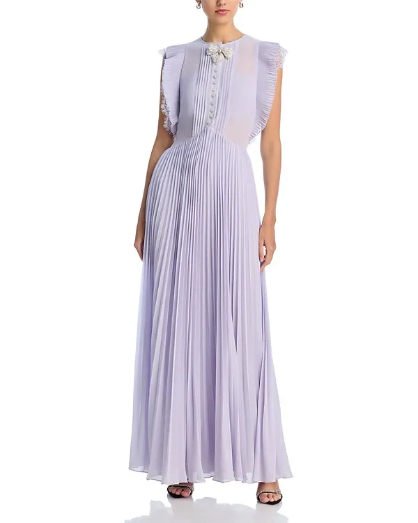 Chiffon Ruffled Maxi Dress in Lilac Gloria Lanvin