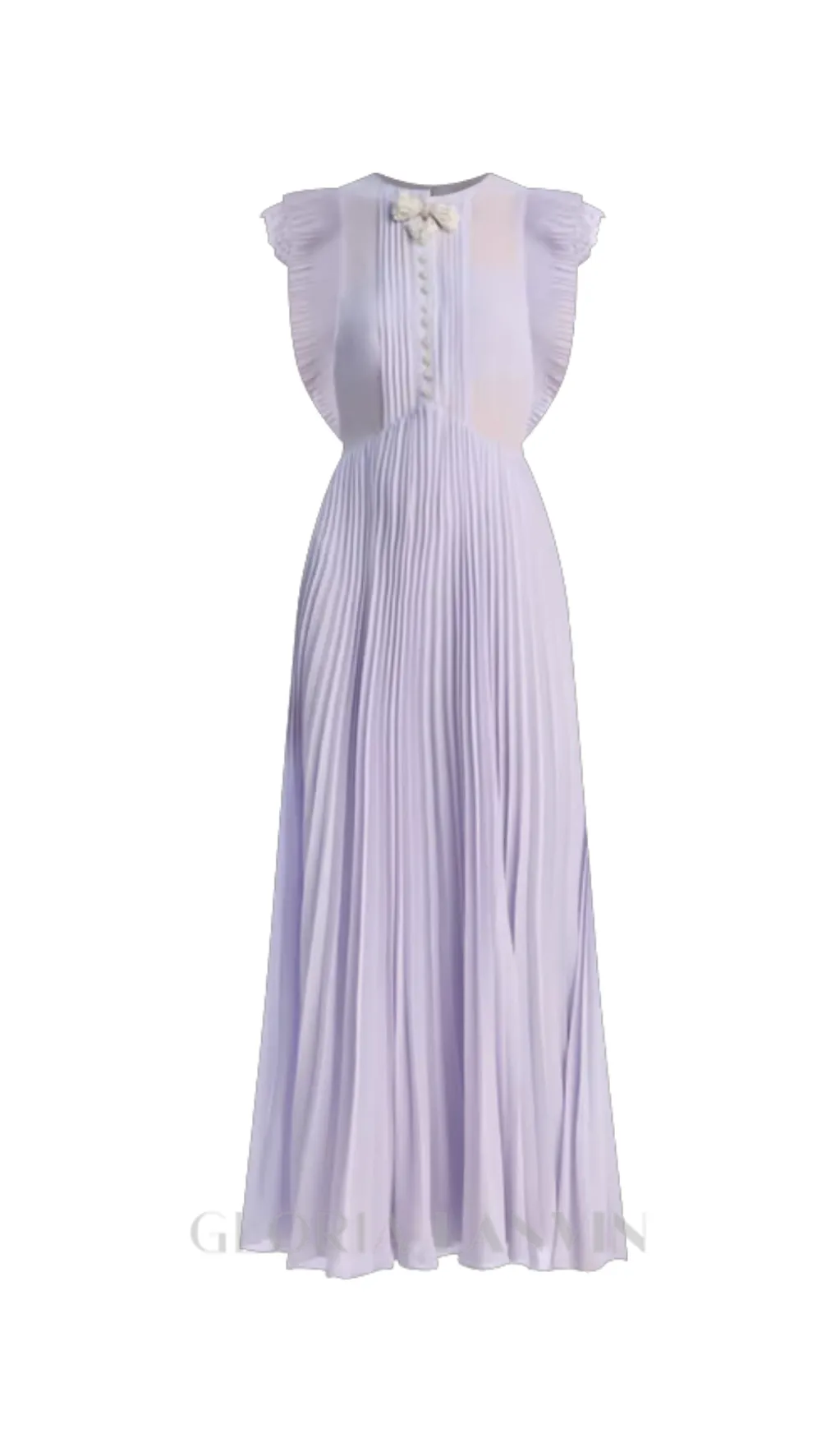 Chiffon Ruffled Maxi Dress in Lilac Gloria Lanvin