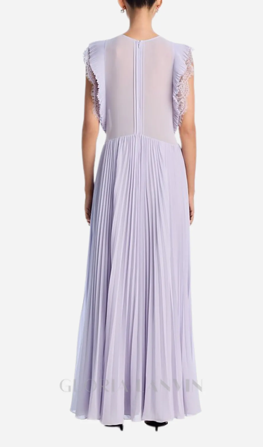Chiffon Ruffled Maxi Dress in Lilac Gloria Lanvin