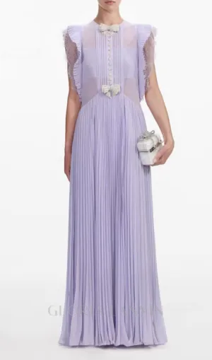 Chiffon Ruffled Maxi Dress in Lilac Gloria Lanvin