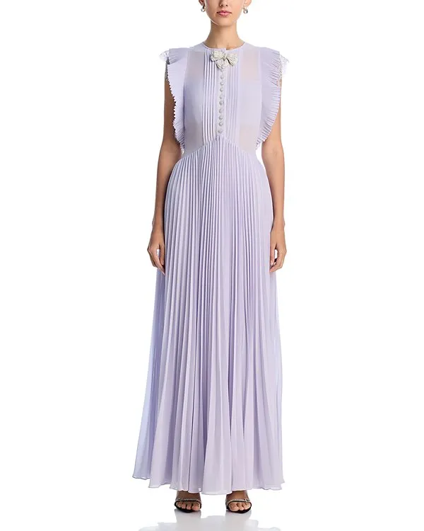 Chiffon Ruffled Maxi Dress in Lilac Gloria Lanvin