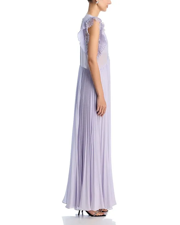 Chiffon Ruffled Maxi Dress in Lilac Gloria Lanvin