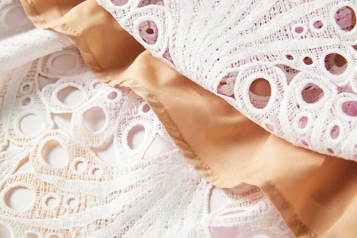 chloe hollow out flower embroidery maxi dress in pink purple Gloria Lanvin