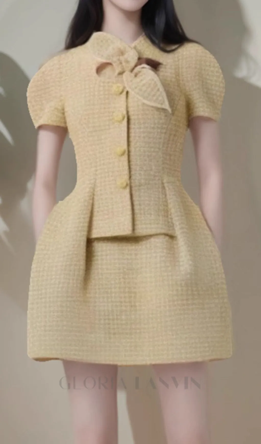 CHYNA YELLOW BUTTON MINI DRESS Gloria Lanvin