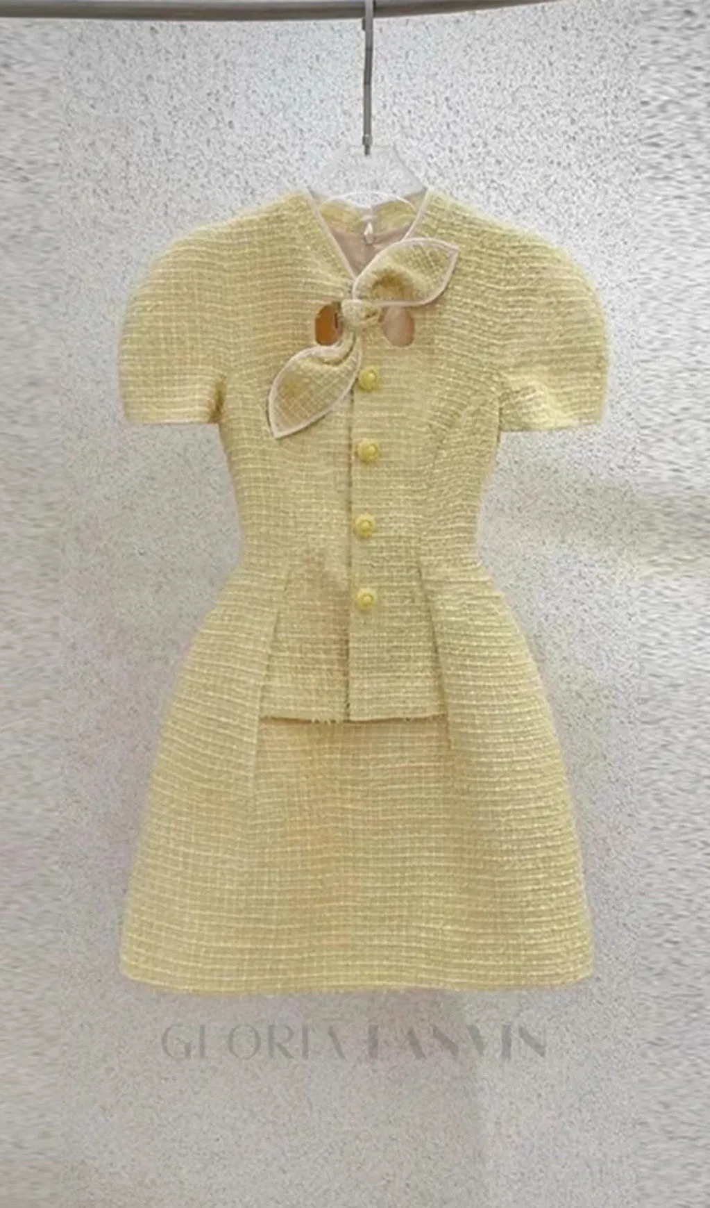 CHYNA YELLOW BUTTON MINI DRESS Gloria Lanvin