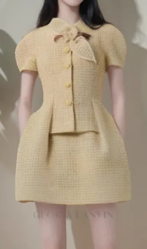 CHYNA YELLOW BUTTON MINI DRESS Gloria Lanvin