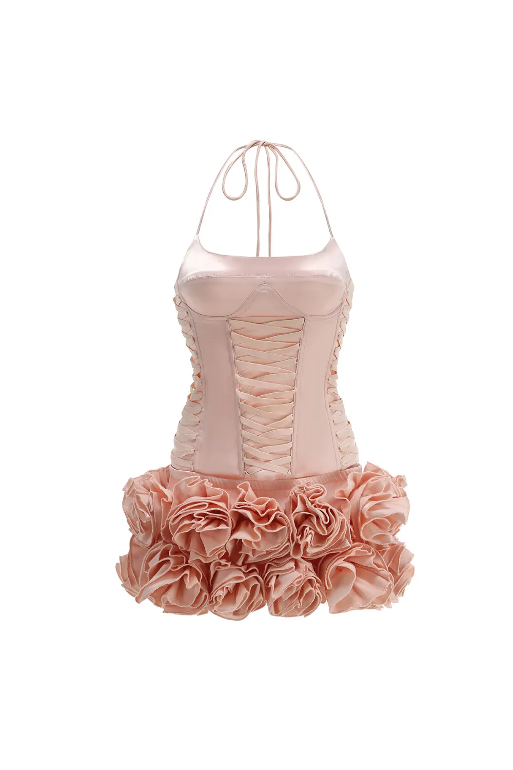 Cindia Floral Lace Up Corset Two Piece Set in Pink Gloria Lanvin