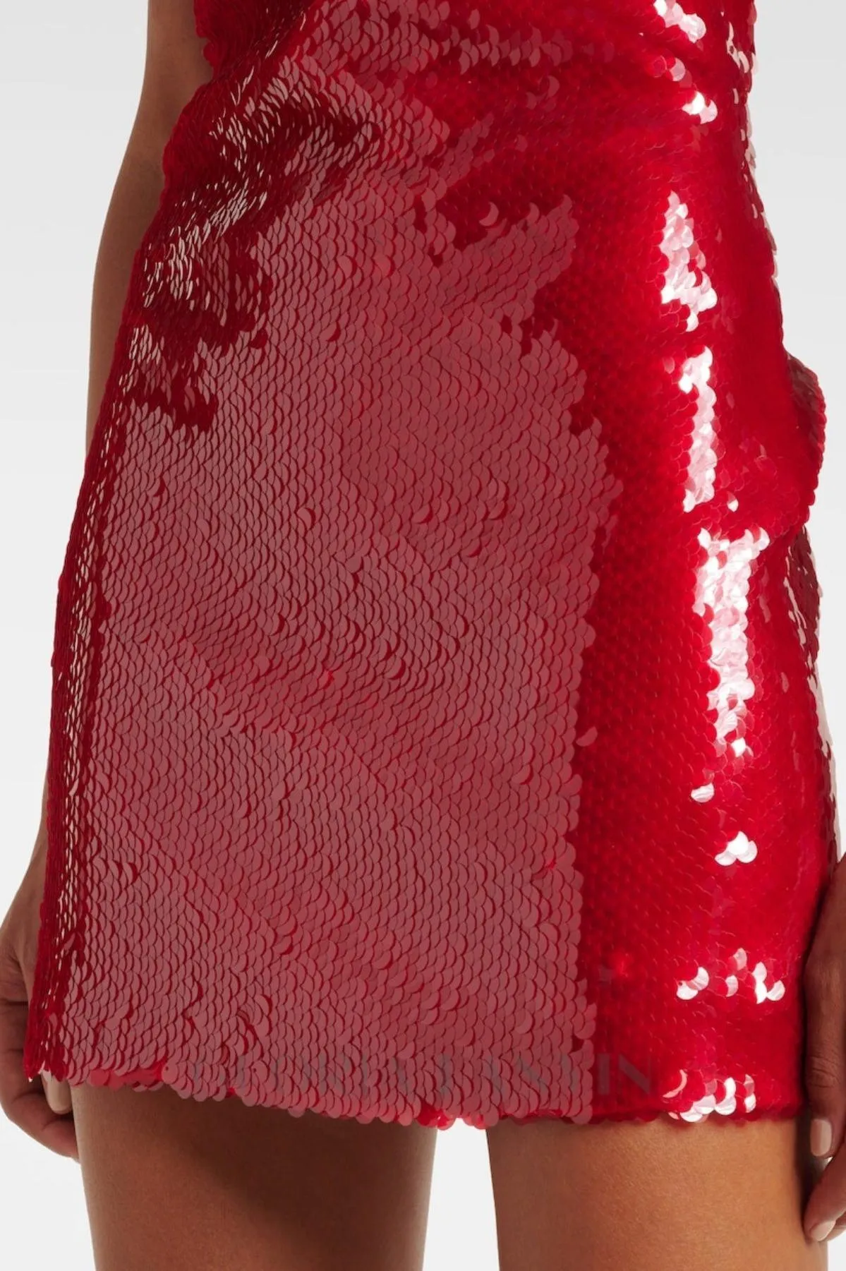 Cinwa Floral Appliqu Halter Sequin Mini Dress in Red Gloria Lanvin
