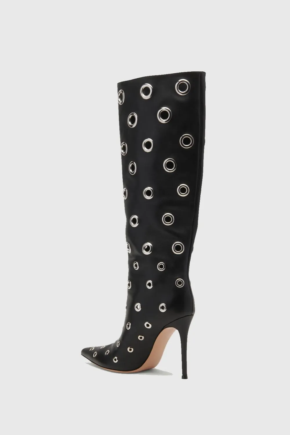 Clara Rivet Cutout Leather Knee-high Boots Gloria Lanvin