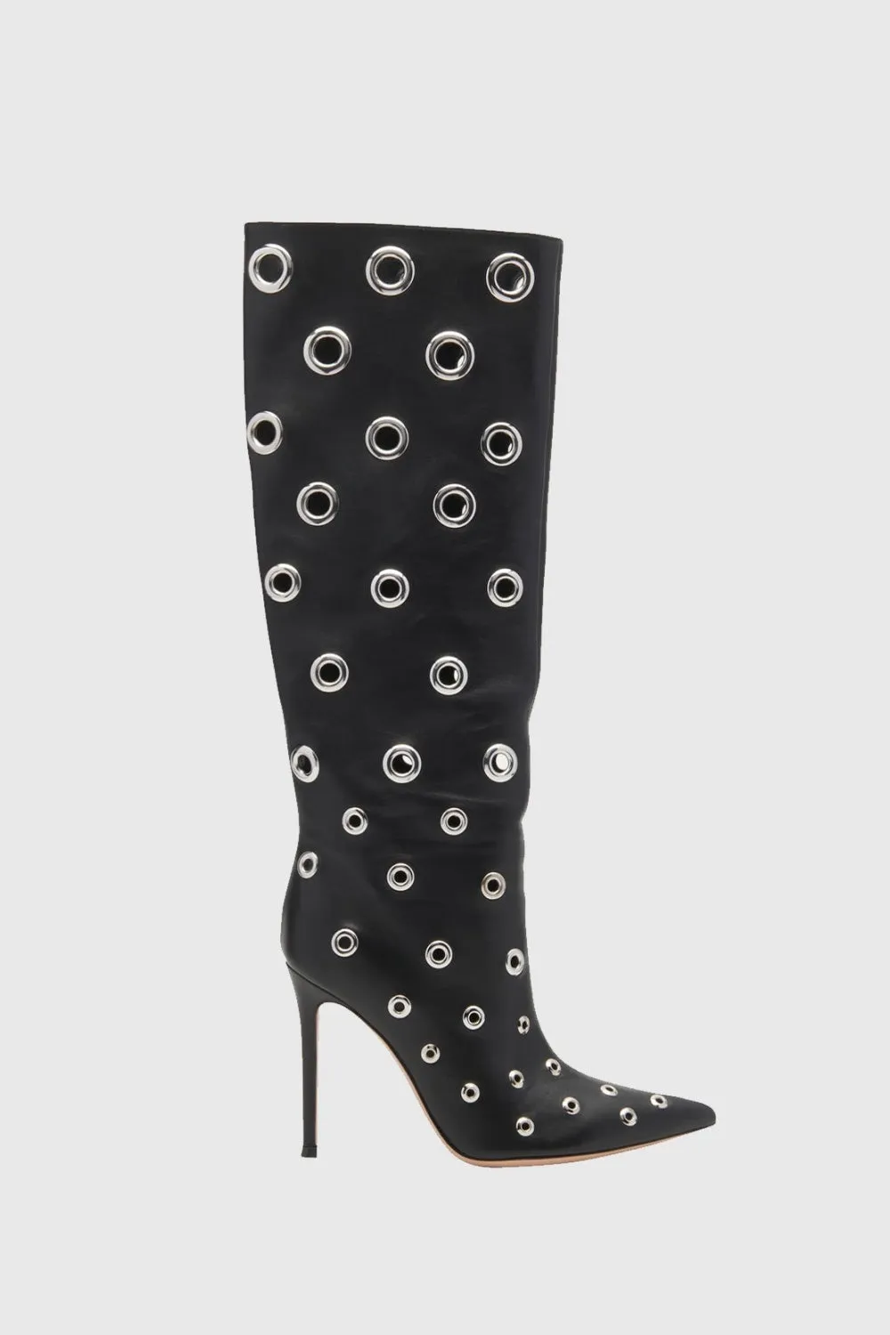 Clara Rivet Cutout Leather Knee-high Boots Gloria Lanvin
