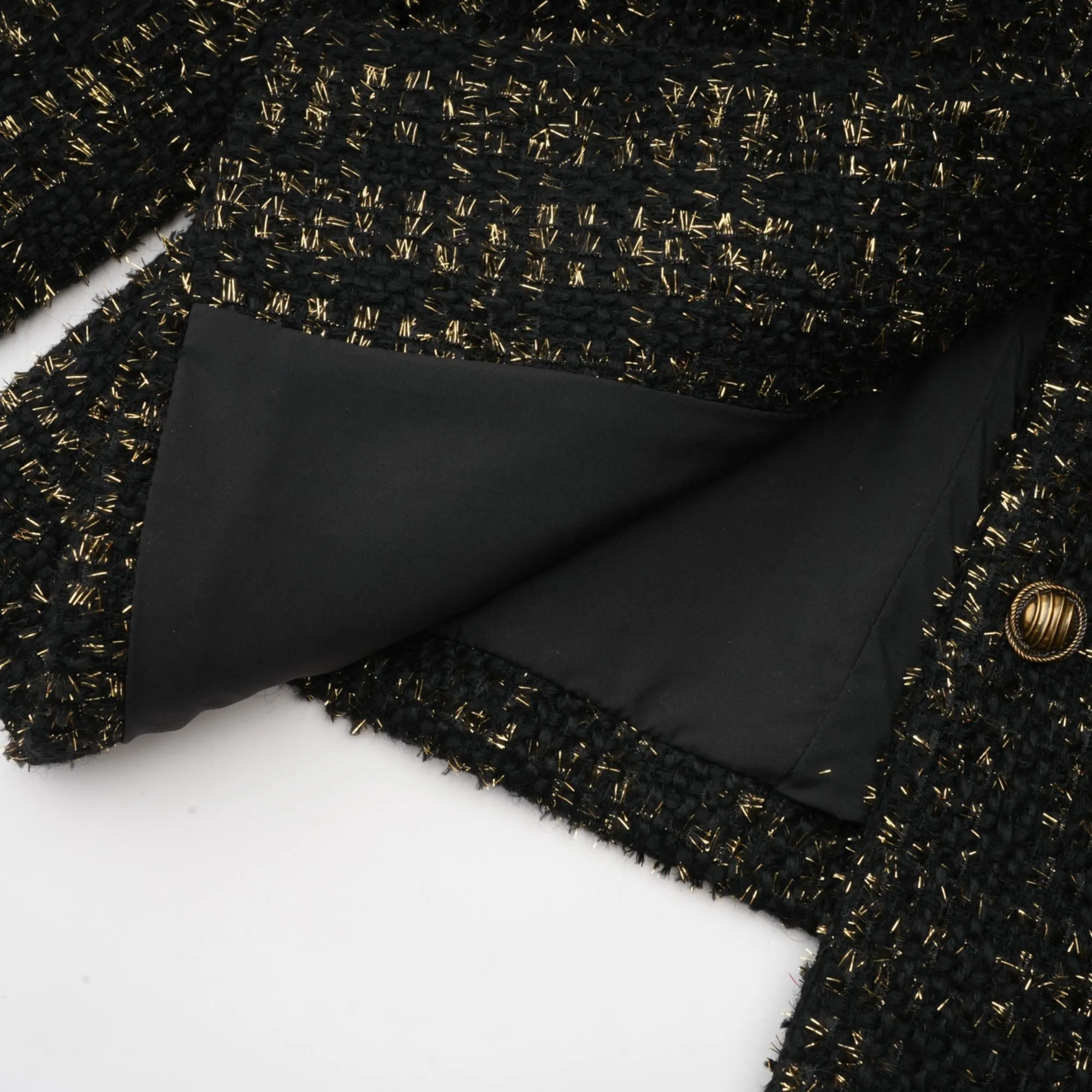 Claudine black metallic tweed jacket & shorts matching set Gloria Lanvin
