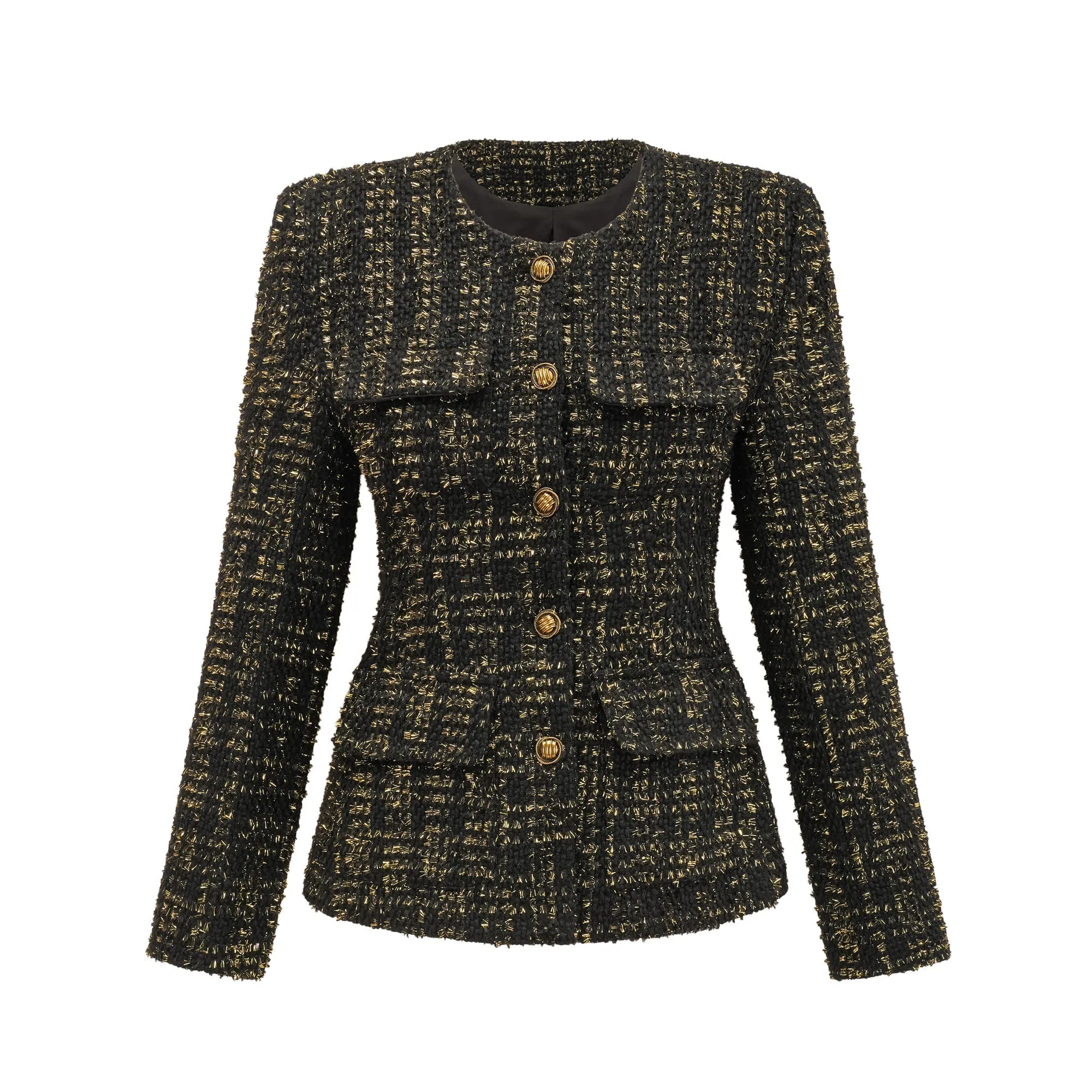 Claudine black metallic tweed jacket & shorts matching set Gloria Lanvin