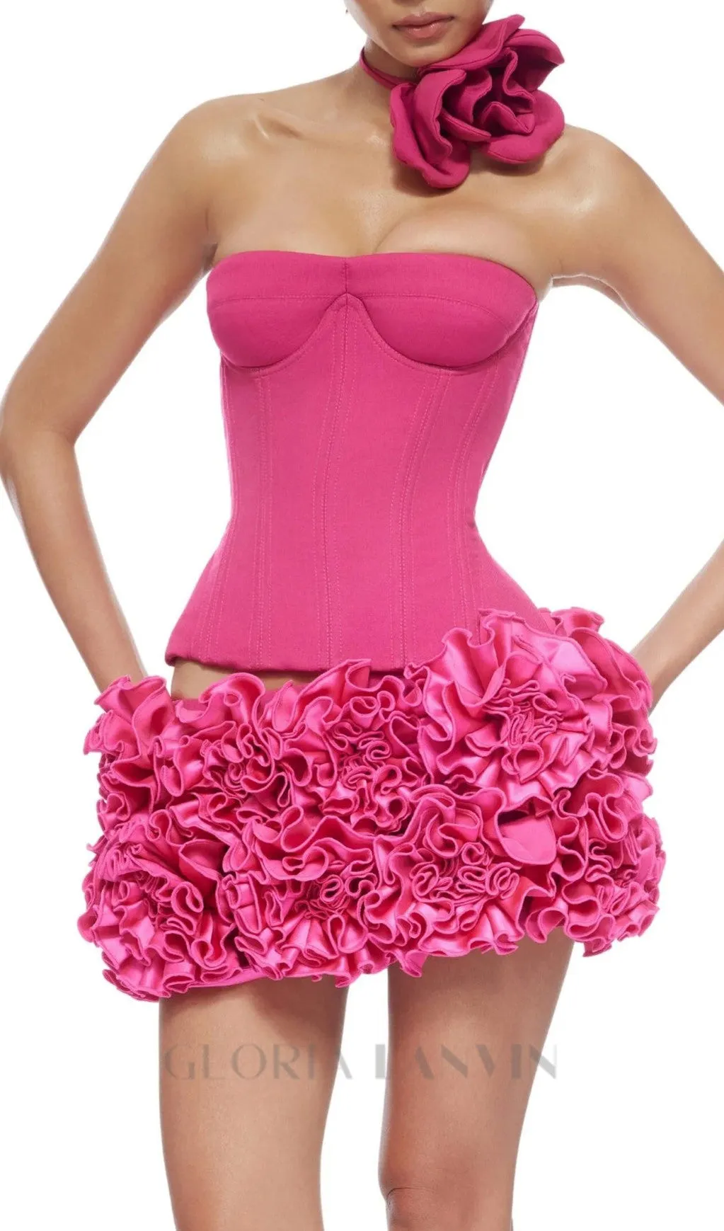 CLEGG PINK CORSET FLOWER TWO-PIECE SET Gloria Lanvin