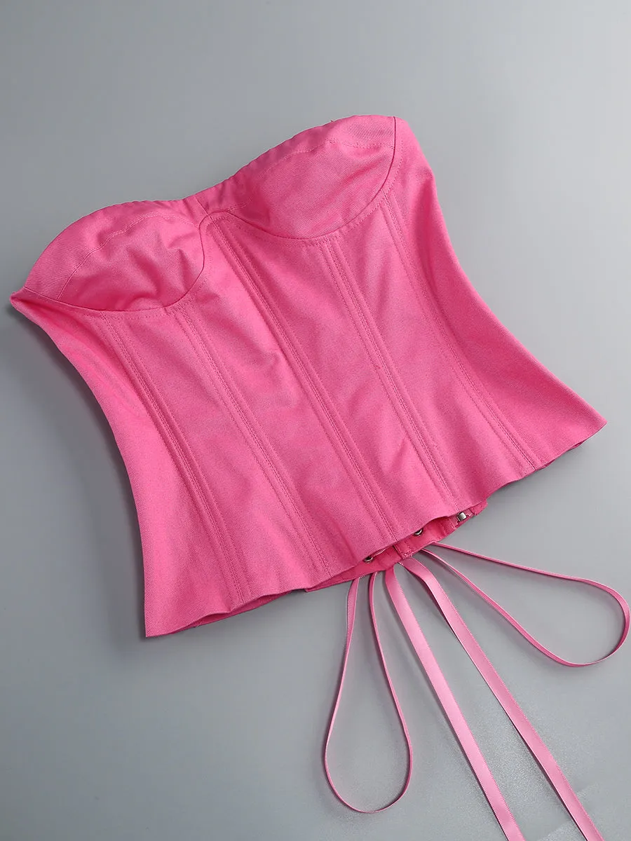CLEGG PINK CORSET FLOWER TWO-PIECE SET Gloria Lanvin