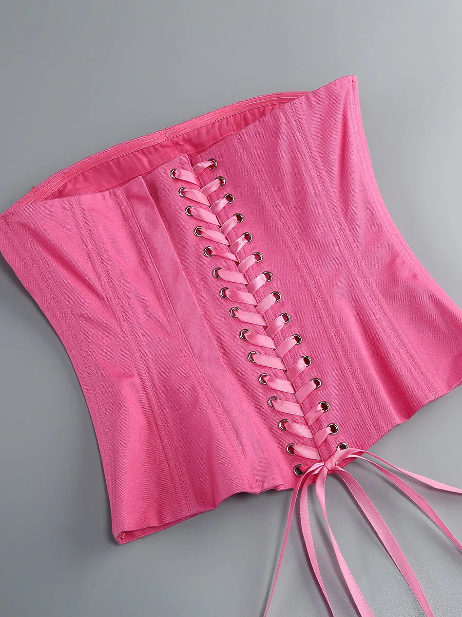 CLEGG PINK CORSET FLOWER TWO-PIECE SET Gloria Lanvin