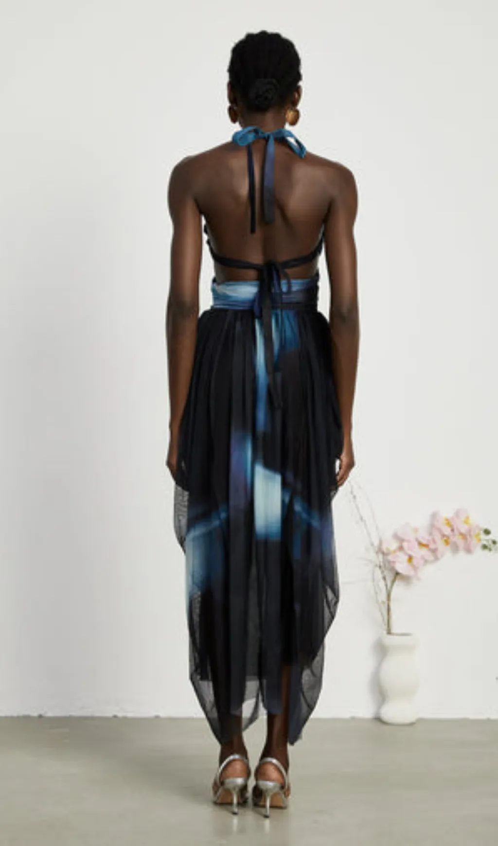 Cleste ombre-print pleated midi dress Gloria Lanvin