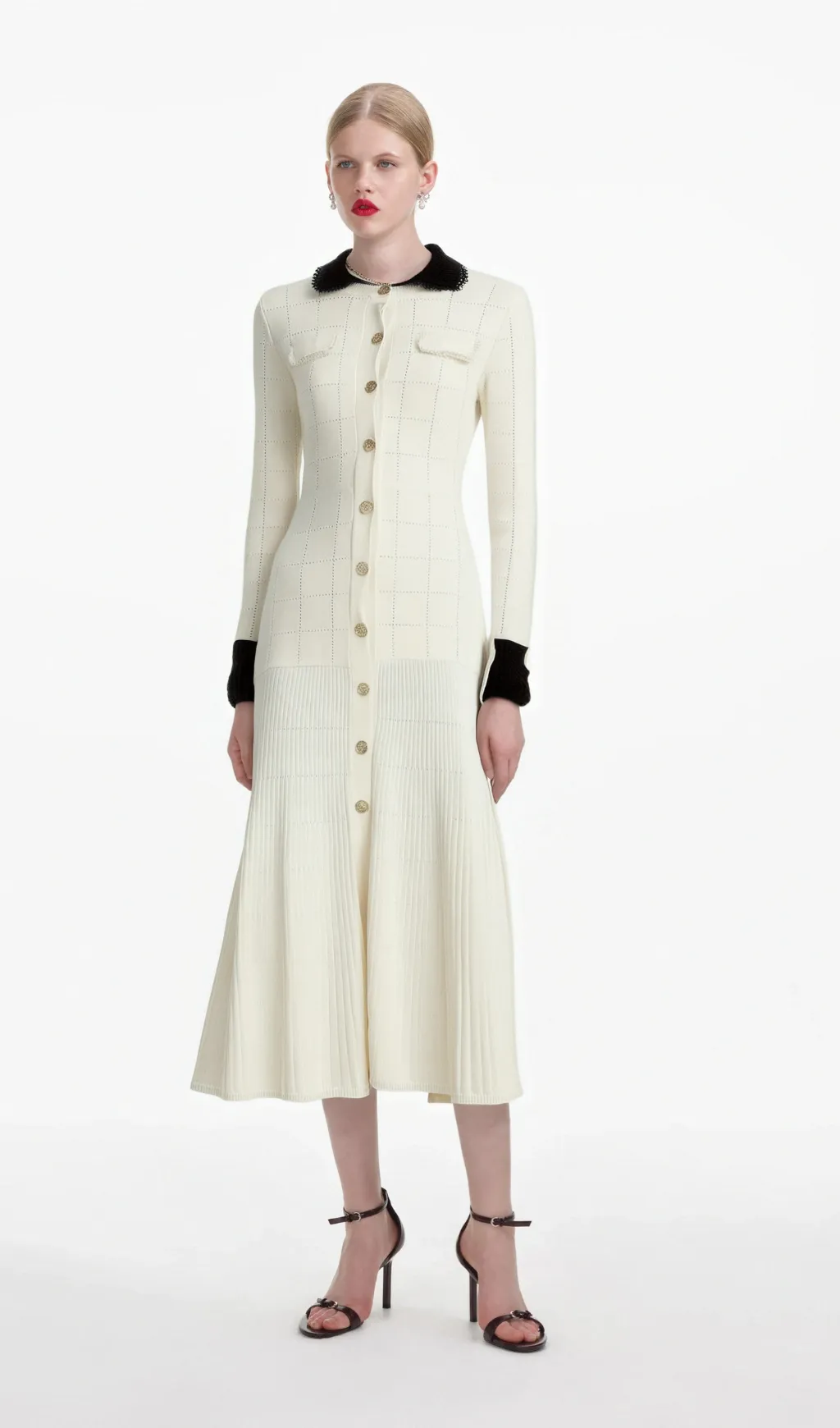 Clmence semi-sheer pleated top & skirt matching set Gloria Lanvin