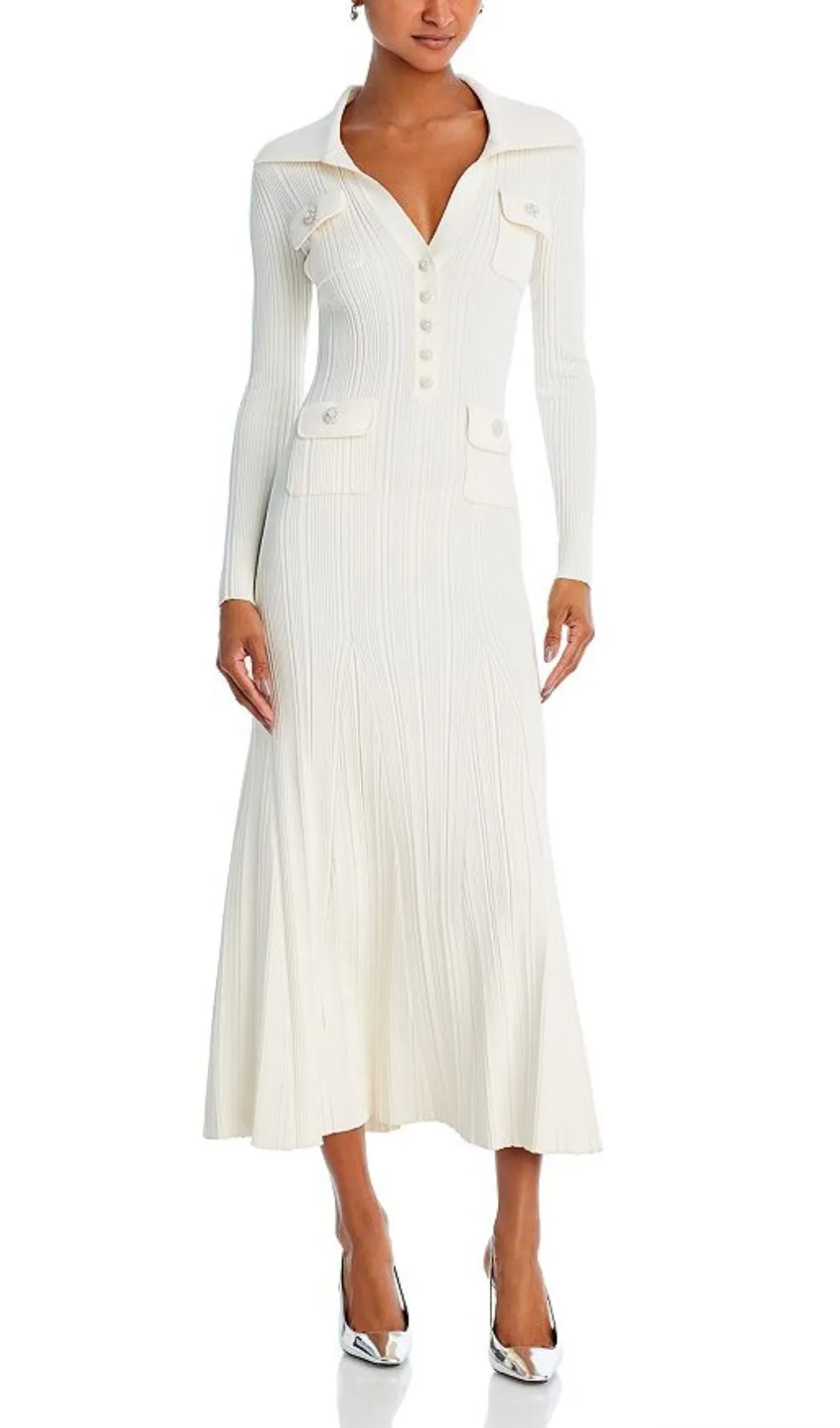 COLLARED KNIT MIDI DRESS Gloria Lanvin