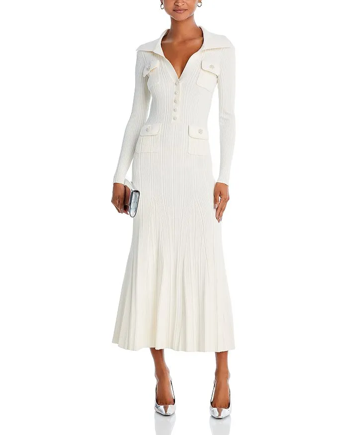 COLLARED KNIT MIDI DRESS Gloria Lanvin