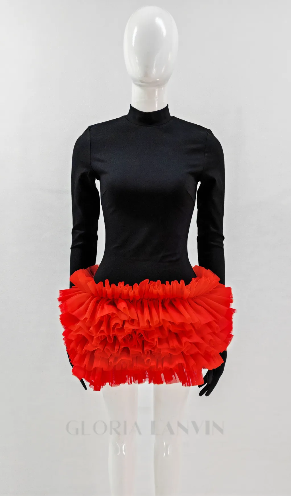 colorblock long sleeve lace mini dress Gloria Lanvin