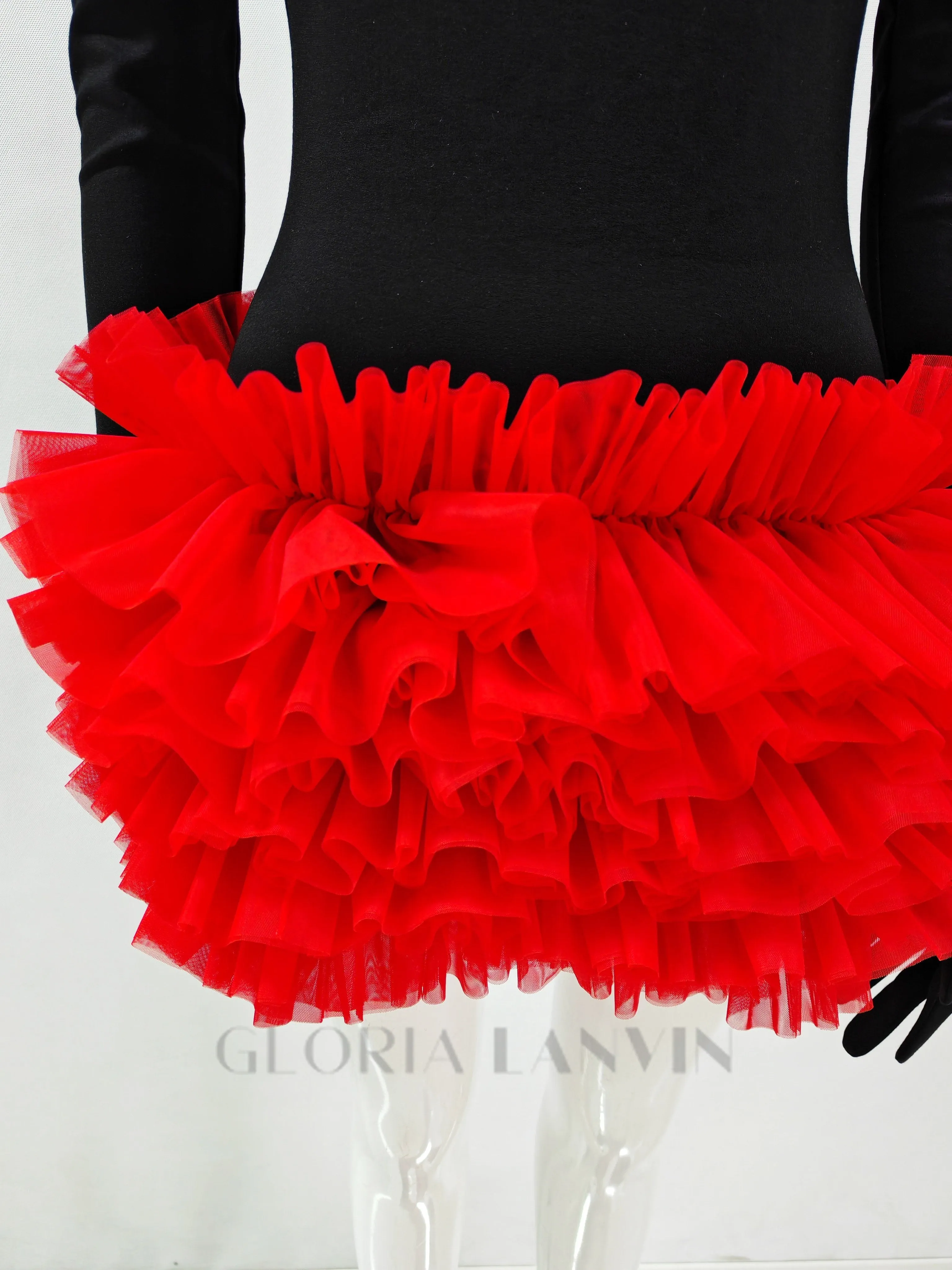 colorblock long sleeve lace mini dress Gloria Lanvin