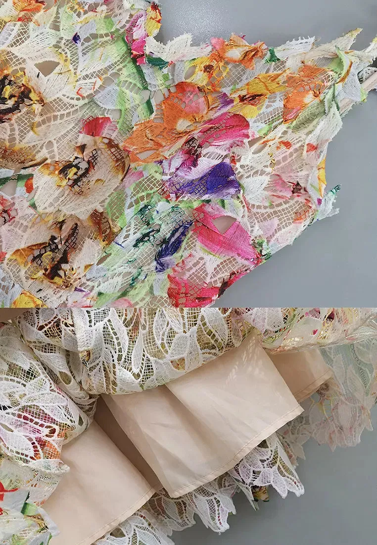 COLORFUL HOLLOW LACE MIDI DRESS Gloria Lanvin