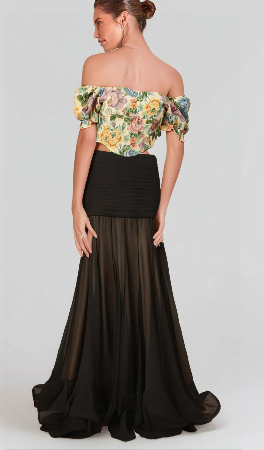Constance floral-print jacquard cropped top Gloria Lanvin